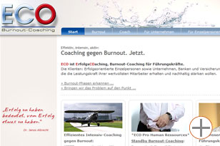 Website über Burnout für einen Coach