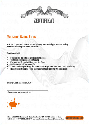Jeder Teilnehmer erhält ein Zertifikat