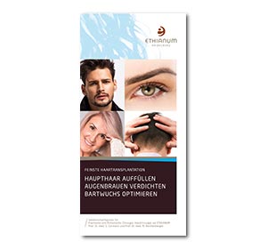 Flyer informiert über Haartransplantation